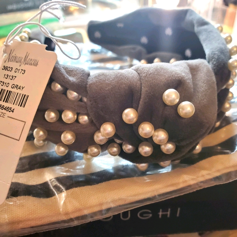 Lele Sadoughi Gray white Pearl Headband